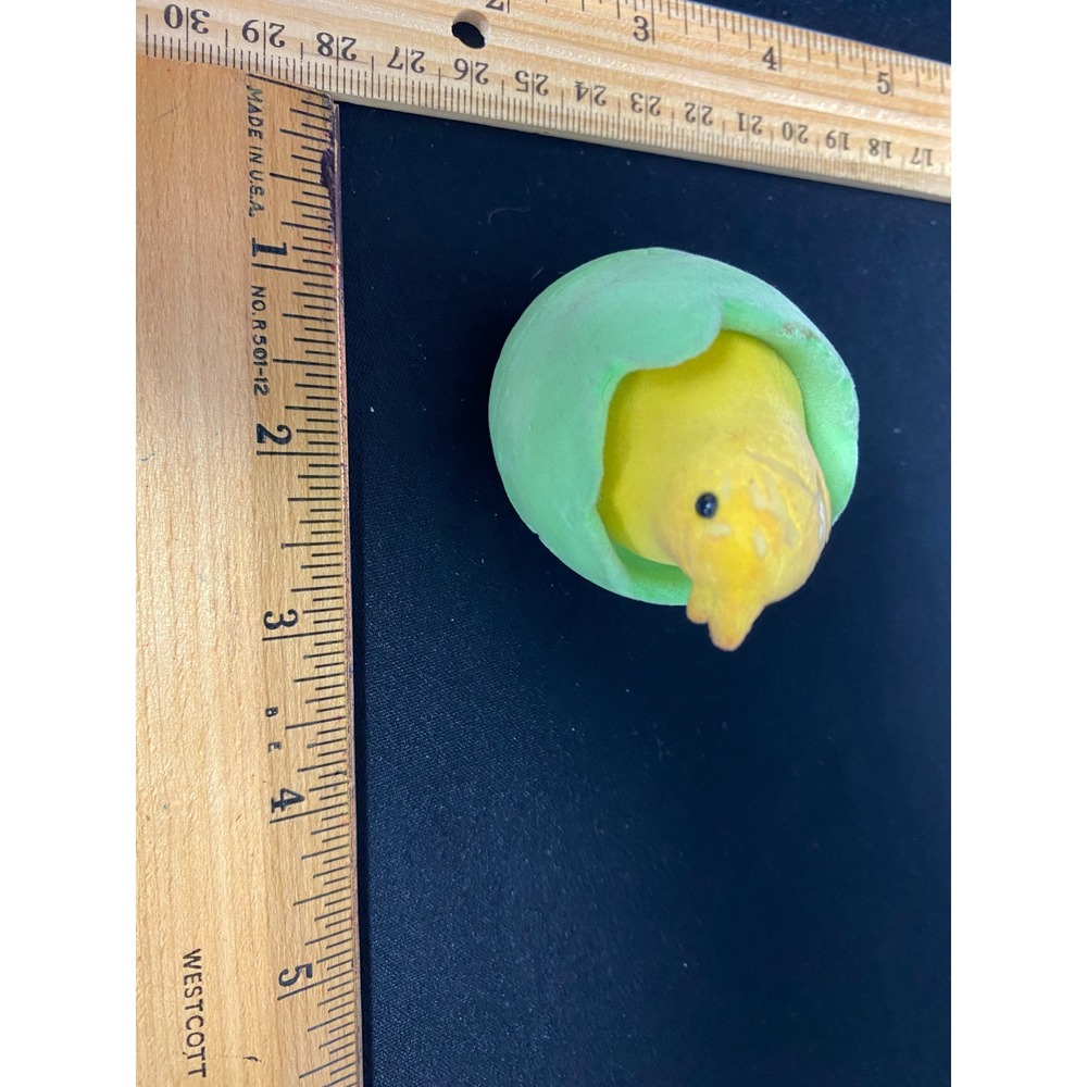 Cute Yellow Chick Hatching from Green Easter Egg Figurine Decoration